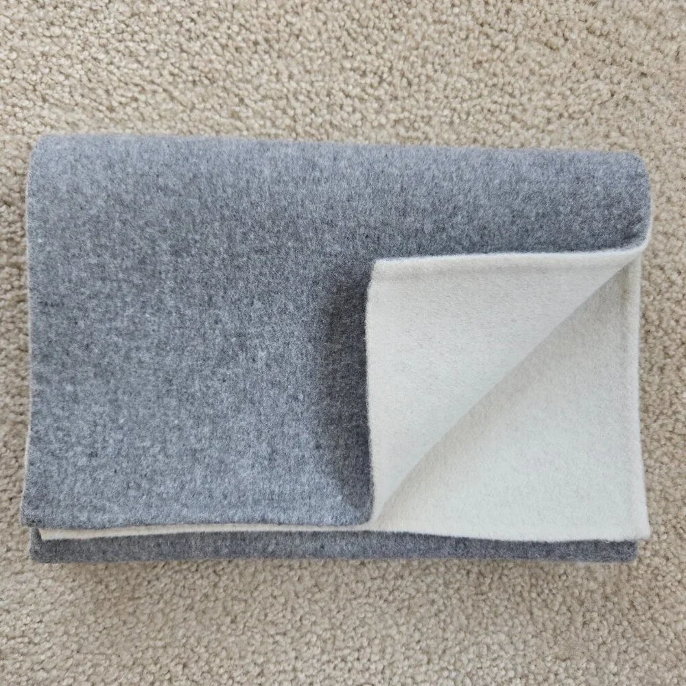 NWOT Reversible Wool Scarf Minimalist Modern Grey & Cream